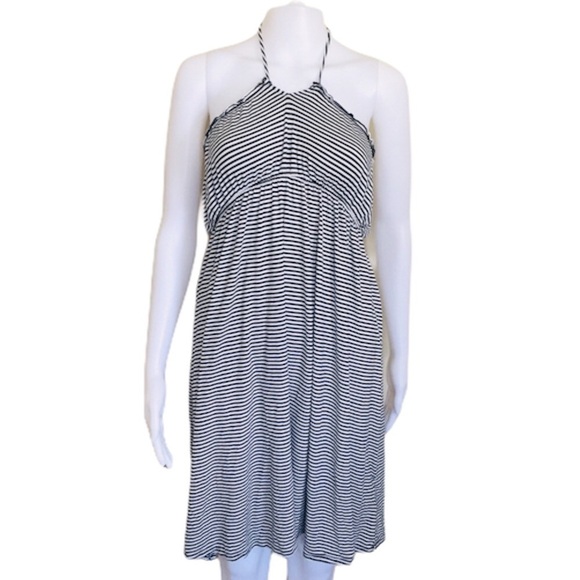 OLD NAVY Stripe Halterneck Dress Black Size Large - Picture 1 of 10